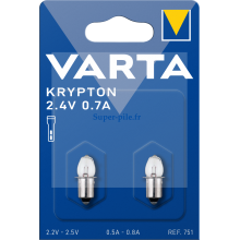 Blister de 2 ampoules Krypton lisse 2,4V 0,7A